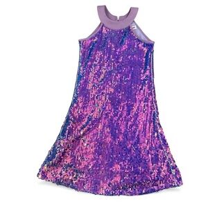 WELAKEN Sparkling Purple Kids Costume Dress Sequin Party Shimmer Outfit Size 6/7